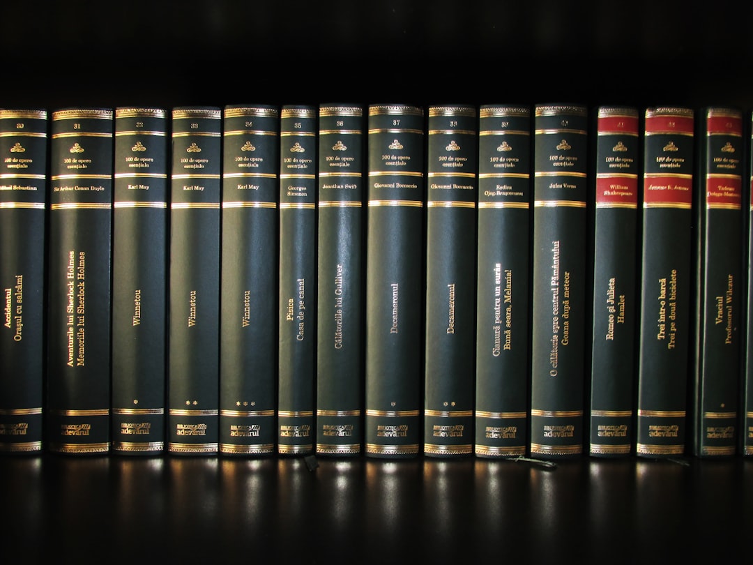 stack of books on shelf